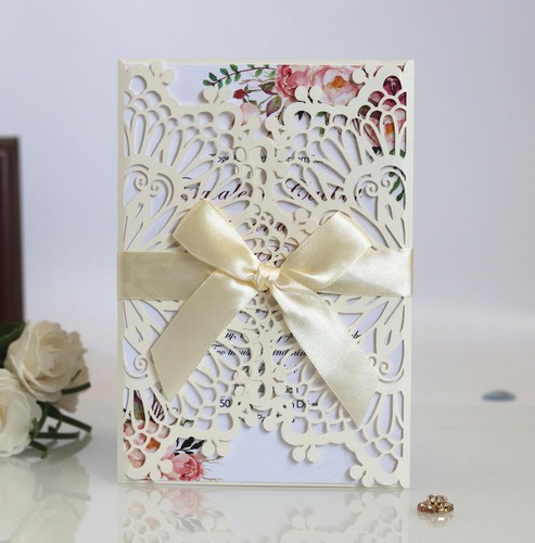 Laser Cut Butterfly Wedding Business Invitation Card With Envelopes / Bowknot - Picture 9 of 26
