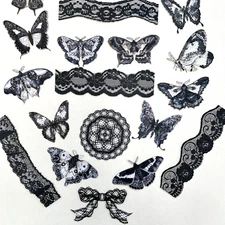 Goth Black Lace Butterfly Cardstock Stickers Junk Journals Collage Scrapbooking