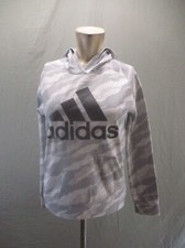ADIDAS Size L 14-16 Kids Unisex Gray Camo Fleece Lined Athletic Hoodie 912