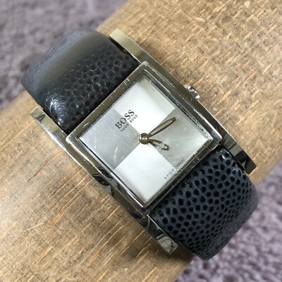 Hugo Boss Women 3388 Black Leather Square 23mm Quartz Analog Watch