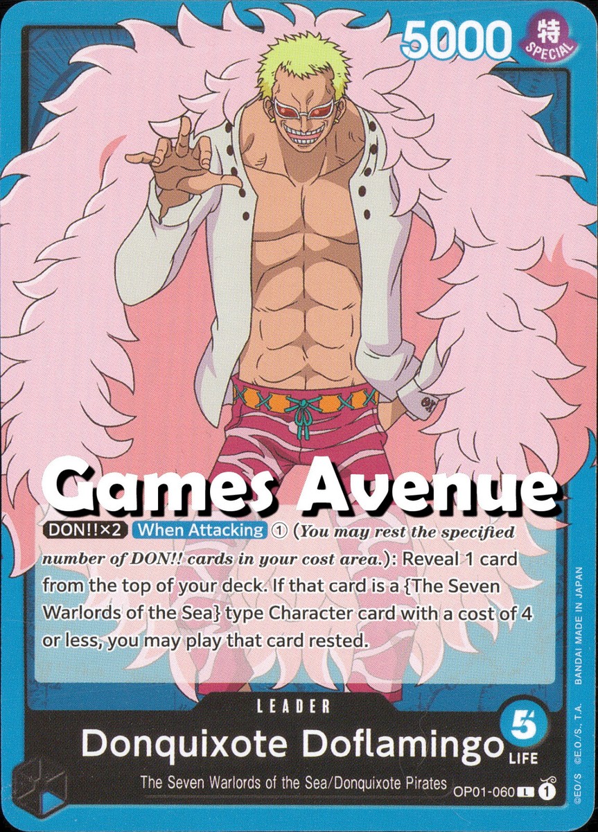 ワンピースカードゲーム ドラフラミンゴ OP01-060 Doflamingo One Piece Card Game : OP01-060 Donquixote Doflamingo LEADER