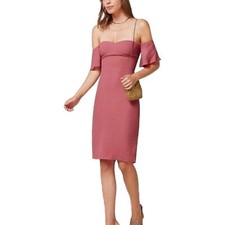 REFORMATION | Pink Knee Length Off the Shoulder Dress in Size 2