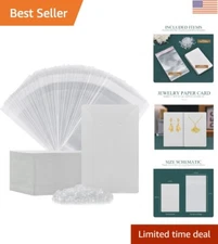 Complete Jewelry Display Set: 100 Earring Cards, Backs & Packaging Bags Included