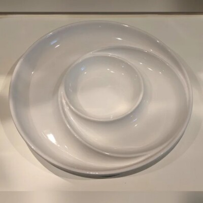 EUC White 3-Section Swirl Serving Platter Made in Portugal