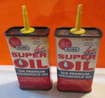 1980's Vintage Liquid Wrench Gunk Super Oil TIN CAN made in USA 4oz (pack of 2)