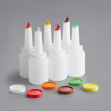 Choice 2 Qt. Pour Bottle Set with Assorted Spouts and Caps - 6/Pack