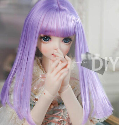 1/3 8-9" 20-22cm Bjd Doll Longer Wig Hair Arc Tips Light Gray Silver Straight P4