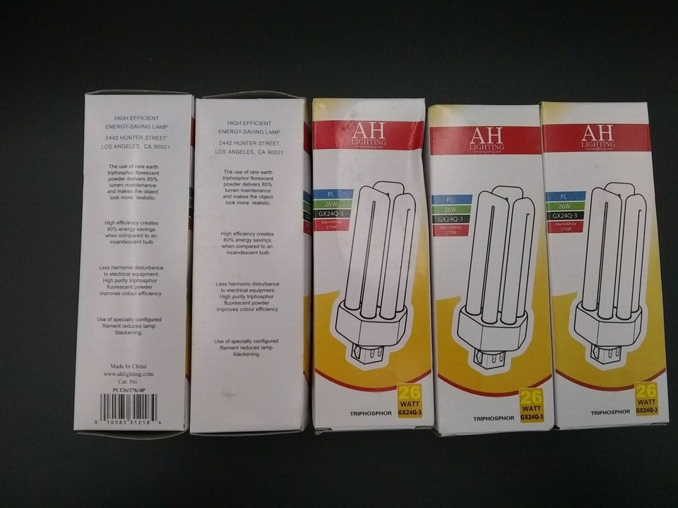 Lot Of 5 26 Watt 4 Pin GX24q 3 Base 2700K PL ENERGY SAVING LAMP lot-of-5-26-watt-4-pin-gx24q-3-base-2700k-pl-energy-saving-lamp