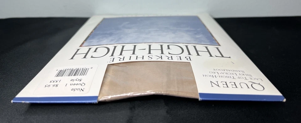 Antiga Berkshire Top de Renda Coxa Alta Perna de Seda EUA Sandália Pé Bege Nude Tamanho Queen 1 - Imagem 3 de 4