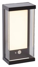 Outdoor Light Black Solar LED Wall IP54 2w 246lm PIR Motion Sensor Searchlight