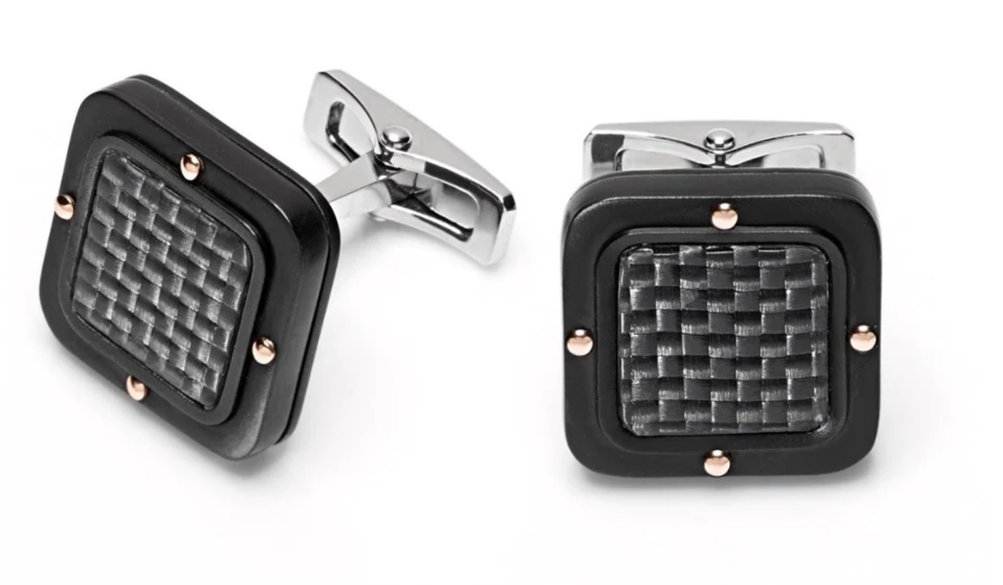 Мужские запонки BARAKA PS261251GRCO000000 Black-One из нержавеющей стали и углеродного волокна 124590₽