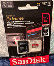 SANDISK EXTREME MICRO SD MEMORY CARD - 512GB W/ADAPTER - BRAND NEW - SEALED