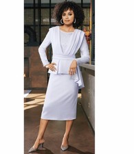 Size 12 Ashro White Formal Wedding Church Shylah Pearl Embellished Skirt Suit