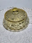 Vintage Yellow Anchor Hocking? Pattern Glass Candy Dish With Lid, "Cameo" ?