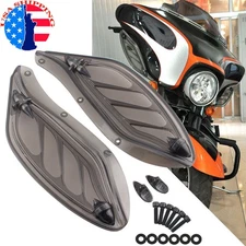 A Pair Adjustable Smoke Air Deflectors Side Windshield For Harley Touring 96-13