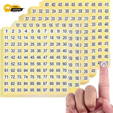 7500 Pcs 1-500 Round Number Stickers 0.4" Waterproof Small Consecutive Labelling