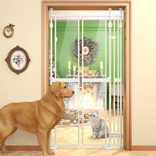 74"-98.5" Extra Tall Cat Gate for Doorway, Wide Adjustable 33.85-42" Clear Door
