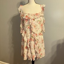 Forever 21 Dress Women Sz XL Sheer Floral Dress M Ruffle Fairy Tea Party Wedding