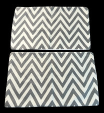 Pottery Barn Chevron Crewel Embroidered Pair of Pillow Cover Shams 16"X26" Gray