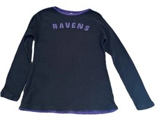 Baltimore Ravens  Thermal Long Sleeve Shirt Blk Purple Rhinestones NFL MED EUC