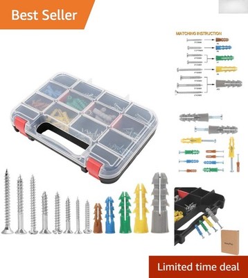 Versatile 370pcs Drywall Anchors & Screws Kit   Ideal for Home Decoration Needs
