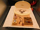 Antique jewelry Mixed lot  Art Deco sterling silver rings watch fob enamel neckl