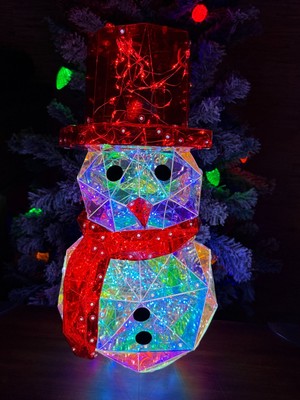 New! Prismatic Iridescent LED Light-up Snowman 16'' Great Holiday Item!
