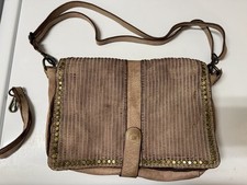 Vintage Borse in Pelle Leather Messenger Bag Brown Textured Italy Y2K