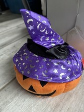 Ty Pluffies Halloween Plush Gourdy Jack o Lantern Pumpkin Witch Purple Hat 2000s