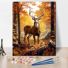  Paint by Number for Adults Canvas Paint by Numbers, Animals in The Forest Deer