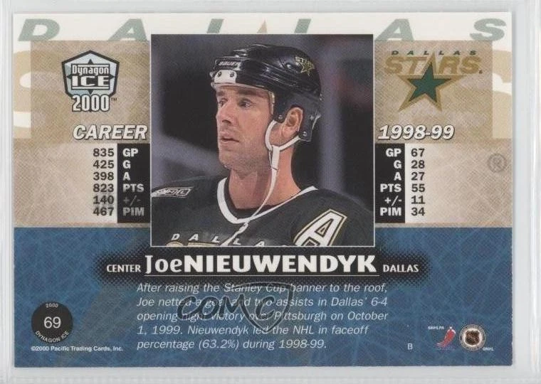 1999-00 Pacific Dynagon Ice Gold Missing Serial Number Joe Nieuwendyk #69 HOF - Image 2 of 2