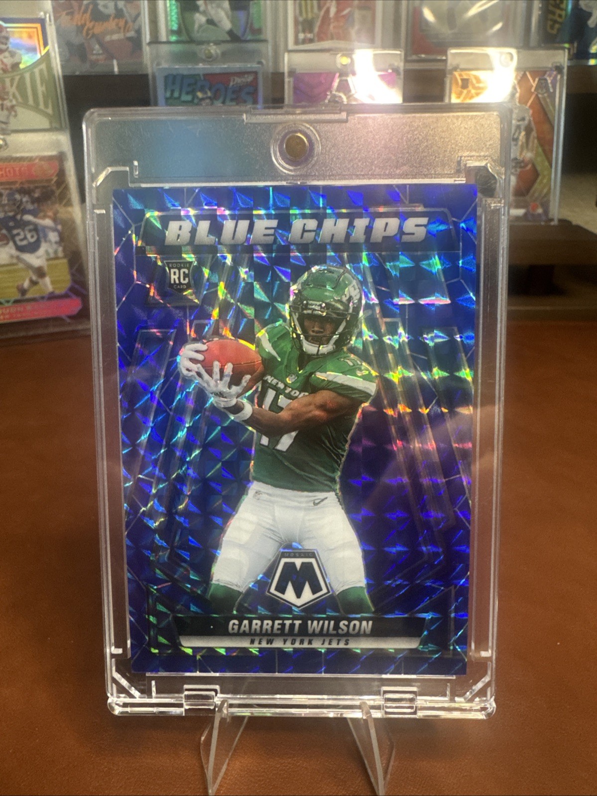 2022 Panini Mosaic - Blue Chips Garrett Wilson #BC-7 Blue Mosaic Prizm /99 (RC)