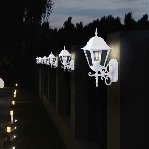 2er Set Außen Wand Laternen Haus Garten Glas Leuchten Antik Stil ALU Strahler - Bild 9 von 10