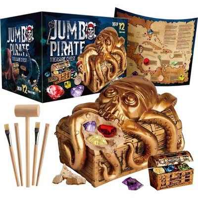 Schatzkiste Ausgrabungsset Kinder Piratenschatz Spielzeug Goldmünzen Edelsteine