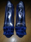 Nina Satin Mesh slides Open Toe Pleated Ribbon 4.25" Heels Pumps Shoes Navy 91/2 — photo 5