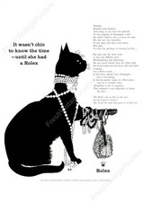 Orologio Rolex anni 50 nero cat art stampa vintage annuncio NUOVO poster 18x24 #2