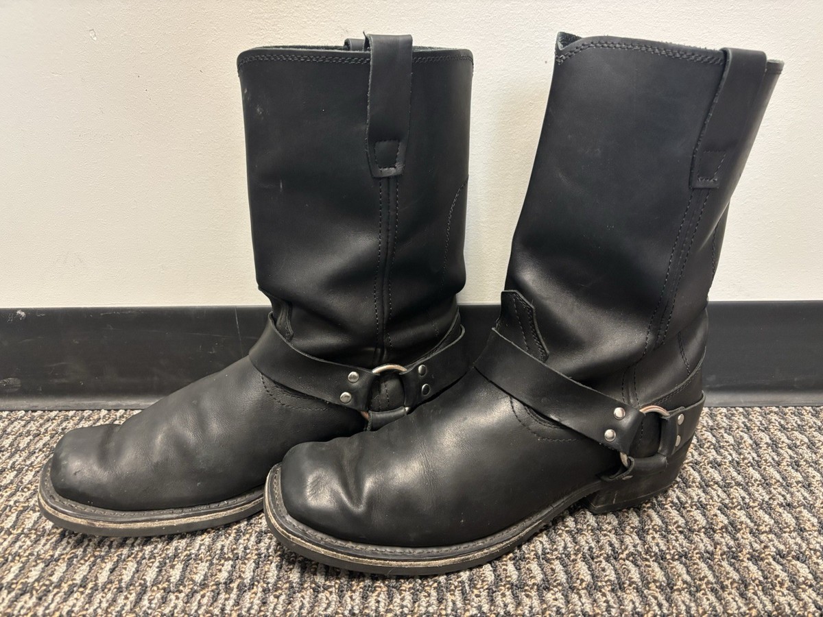 Men's Durango Black Leather Biker Harness Boots Size 12EE