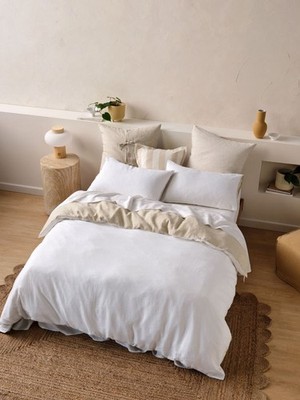 Linen House Nimes White-Natural Linen Duet Quilt Cover Set