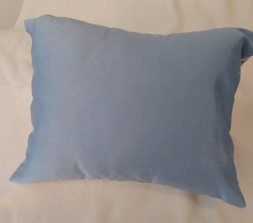 Handmade COWTAN AND TOUT Blue/Gray TOPKAPI Embroidered Throw Pillow, Linen Blend - Image 3 of 4
