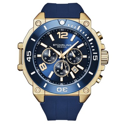 Stuhrling 4054 Cronógrafo de Cuarzo Fecha Silicona Azul Reloj