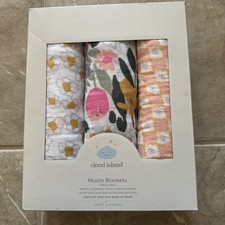 New Cloud Island - Muslin Swaddle Blankets 47 x 47 3pk Baby Infant NEW