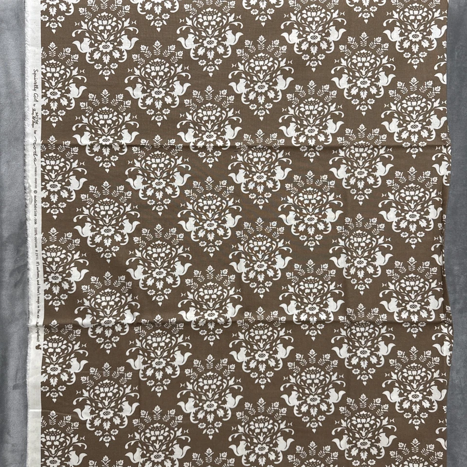 Squirrelly Girl Moda Fabrics Damask Pattern Brown 42”x36” One Yard - Image 2 of 4