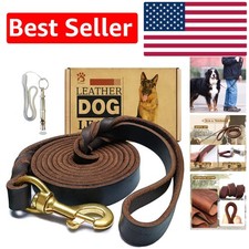 Genuine Leather Dog Leash 6ft x 3/4in - Comfortable  Heavy Duty for All Breeds