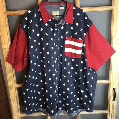 Redhead Men's Short Sleeve Flag Shirt Size 2XL 29x36  Wide