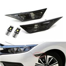 2x For 2016-2021 Honda Civic Smoke Front Bumper Reflector Side Marker Light Lamp