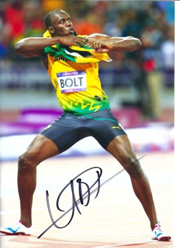 Usain Bolt The Fastest Man On Earth Hand Signed 12x8 Photo With Coa (1) - Afbeelding 1 van 3