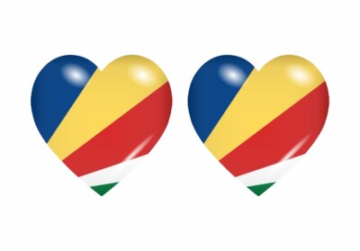 2x Sticker aufkleber Flaggen flagge fahne herzen SY seychelles