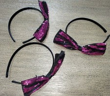 3 girls MATCHING black PURPLE SEQUINS HEADBANDS NEW NWOT sparkles ONE SIZE FITS