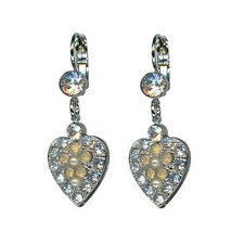 Mariana Earrings Heart Shape Golden Shadow  Clear Austrian Crystals Seashell...