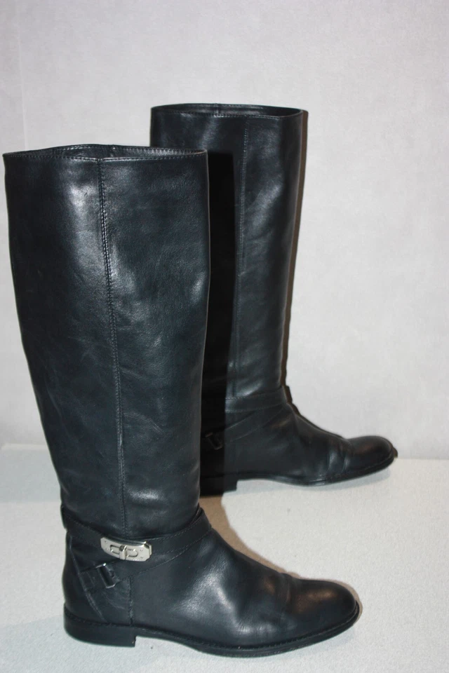 COACH Bottes Cuir Lisse Noir T 7.5 B BON ETAT - Photo 1/4